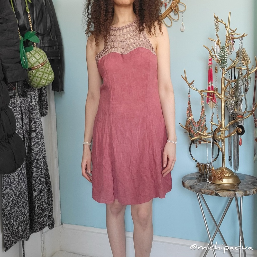 Rebecca Minkoff Purple Embroidered Mauve Halter Dress